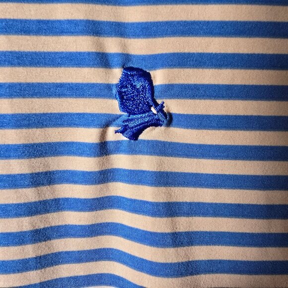 Draddy Sport Performance Polo Shirt Large Men's Short Sleeve Blue Pink Striped - Picture 4 of 4